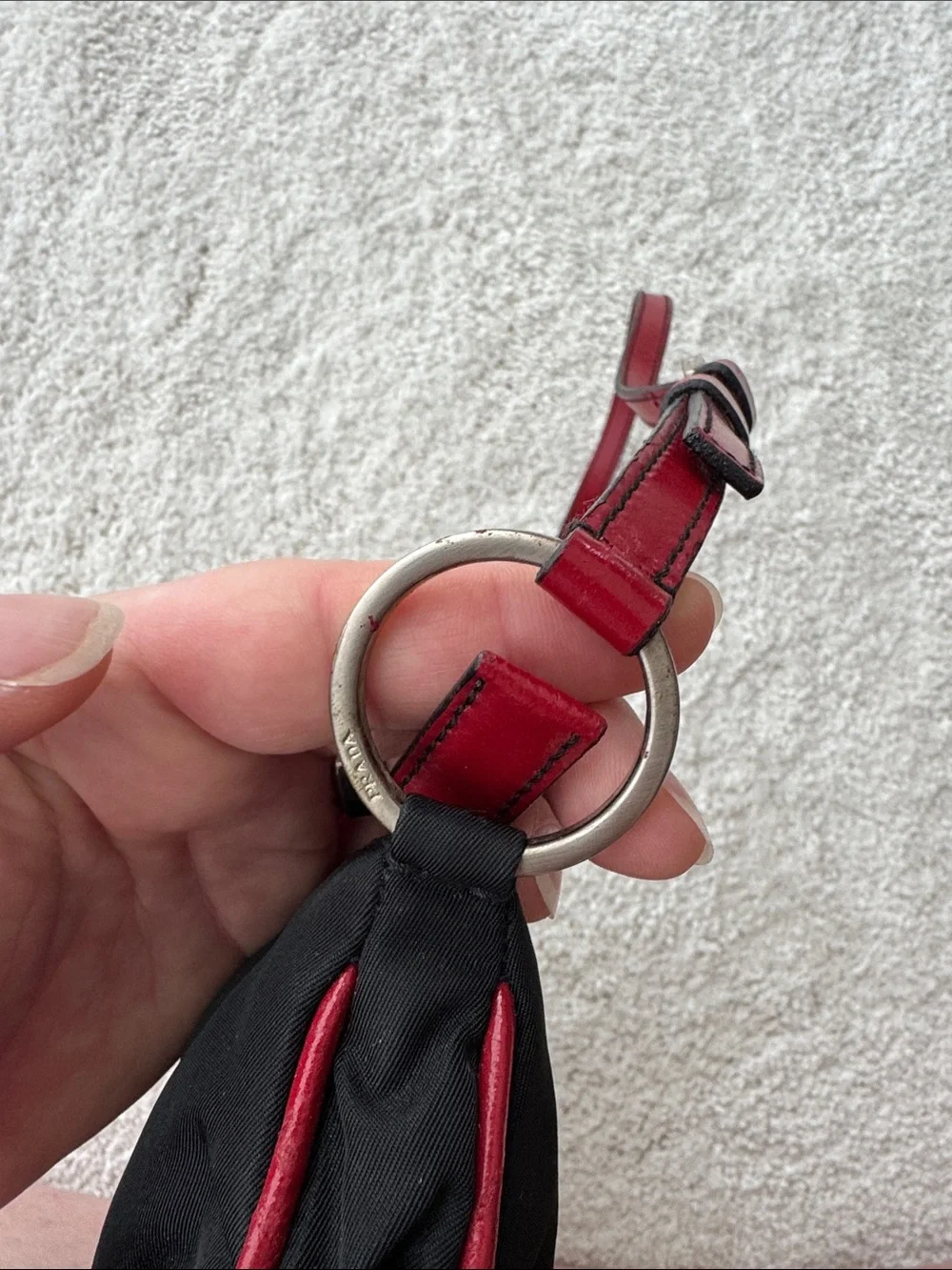 Prada Black and Red Leather-Trim Shoulder Bag